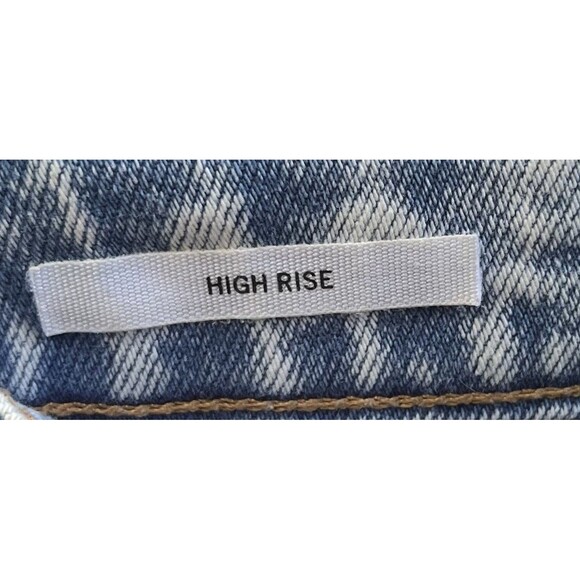 Bershka Raw Hem 90s 14 in Mini High Rise Stretch Denim Jean Skirt Womens 2 Blue - Picture 3 of 6